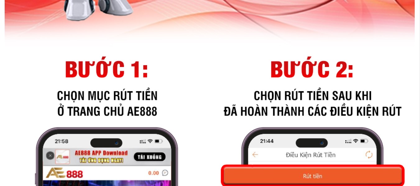 Các bước rút tiền trên máy tính tại nhà cái ae888